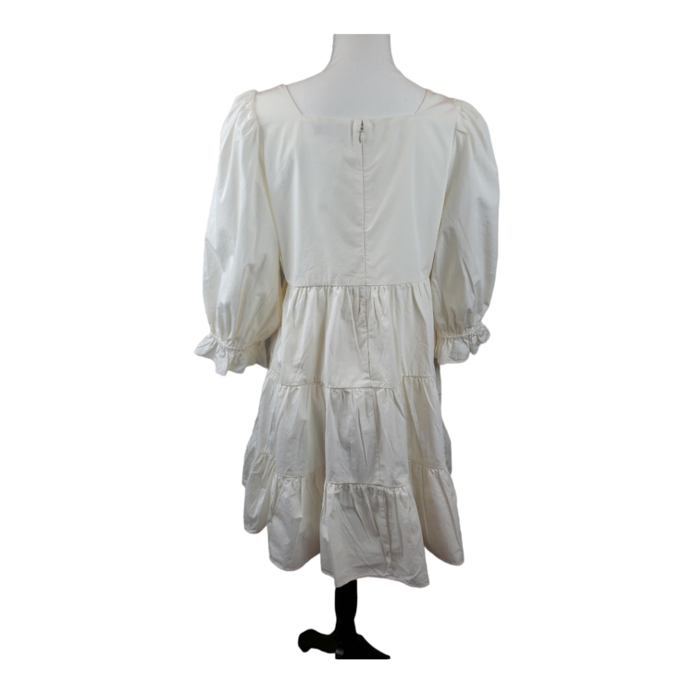 Madewell NWT Poplin Lizzie Babydoll Dress 12 Puffed Sleeves-Tiered Lighthouse - Picture 5 of 15